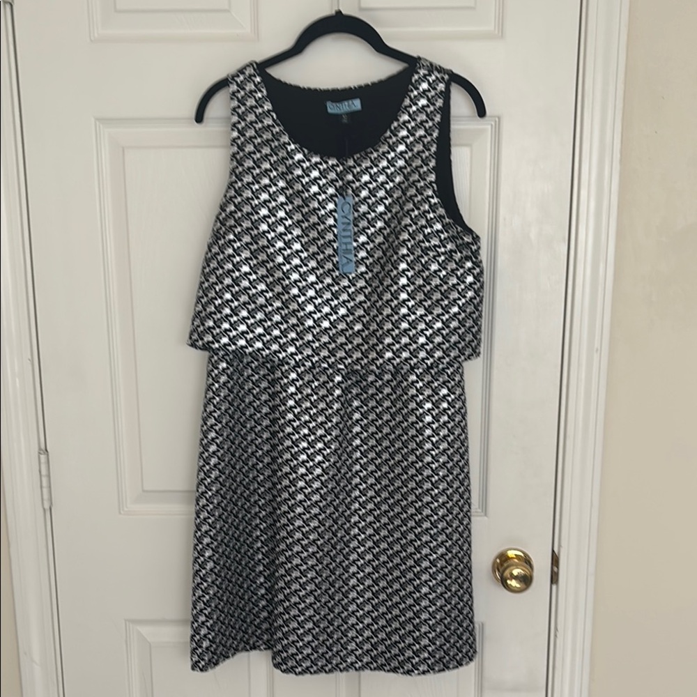 Cynthia Rowley Black and White Tiered Mini Dress